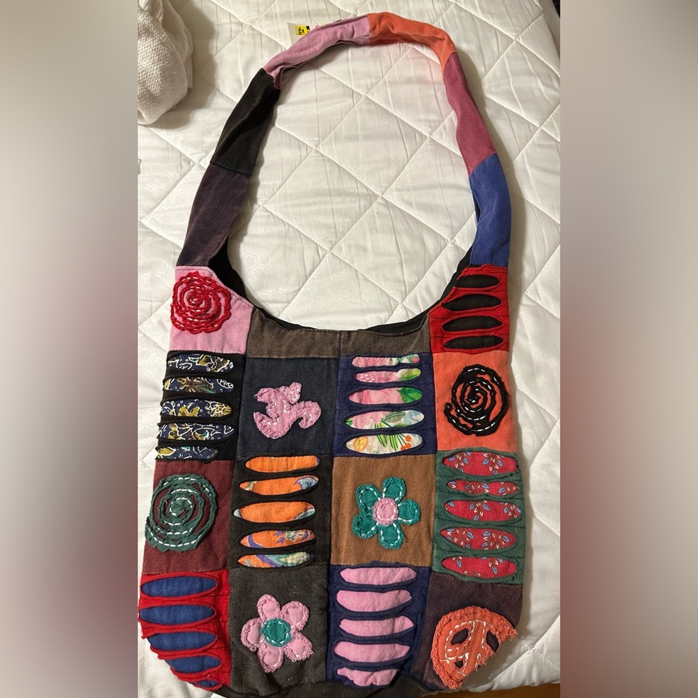 Colorful Patchwork Crossbody Shoulder Bag - Multicolor